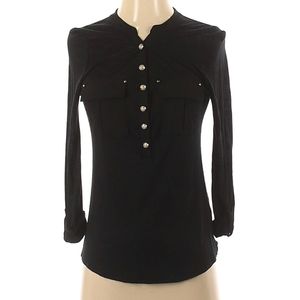 Decorative Button Jersey V-neck Top - WHBM